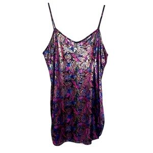 Undercover Wear Multicolor Paisley Slip Dress w/ Gold Accents | Size L